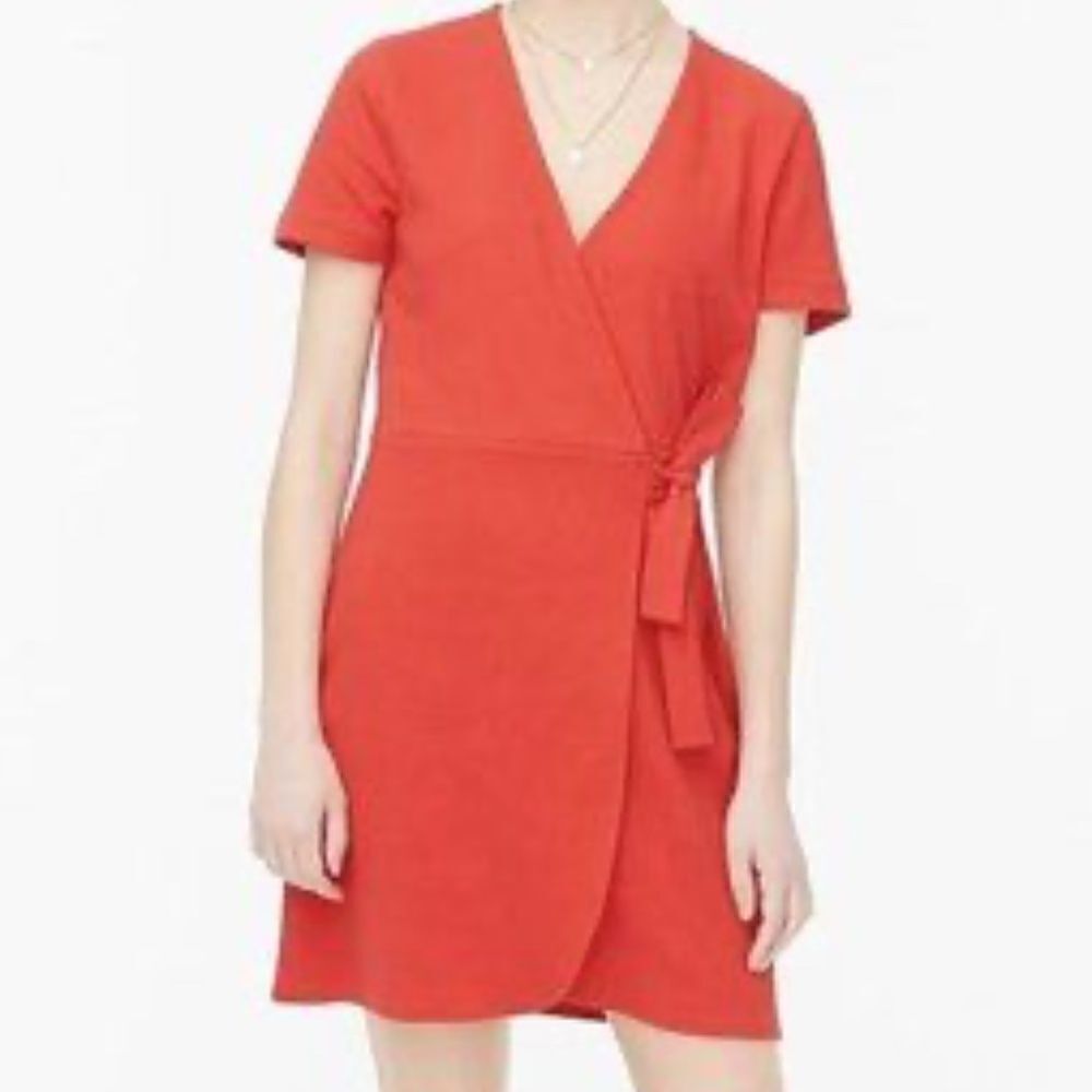 J. Crew Textured Knit Wrap Dress Bright Cerise Small